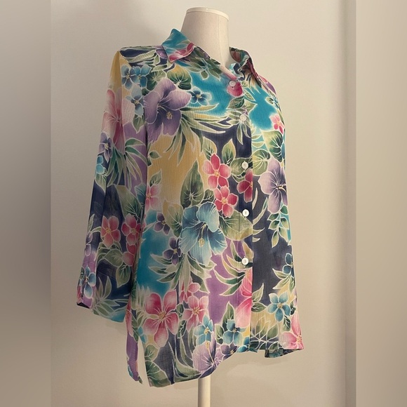 Alfred Dunner Colorful Women’s Floral Top | Size 12P - Picture 3 of 11